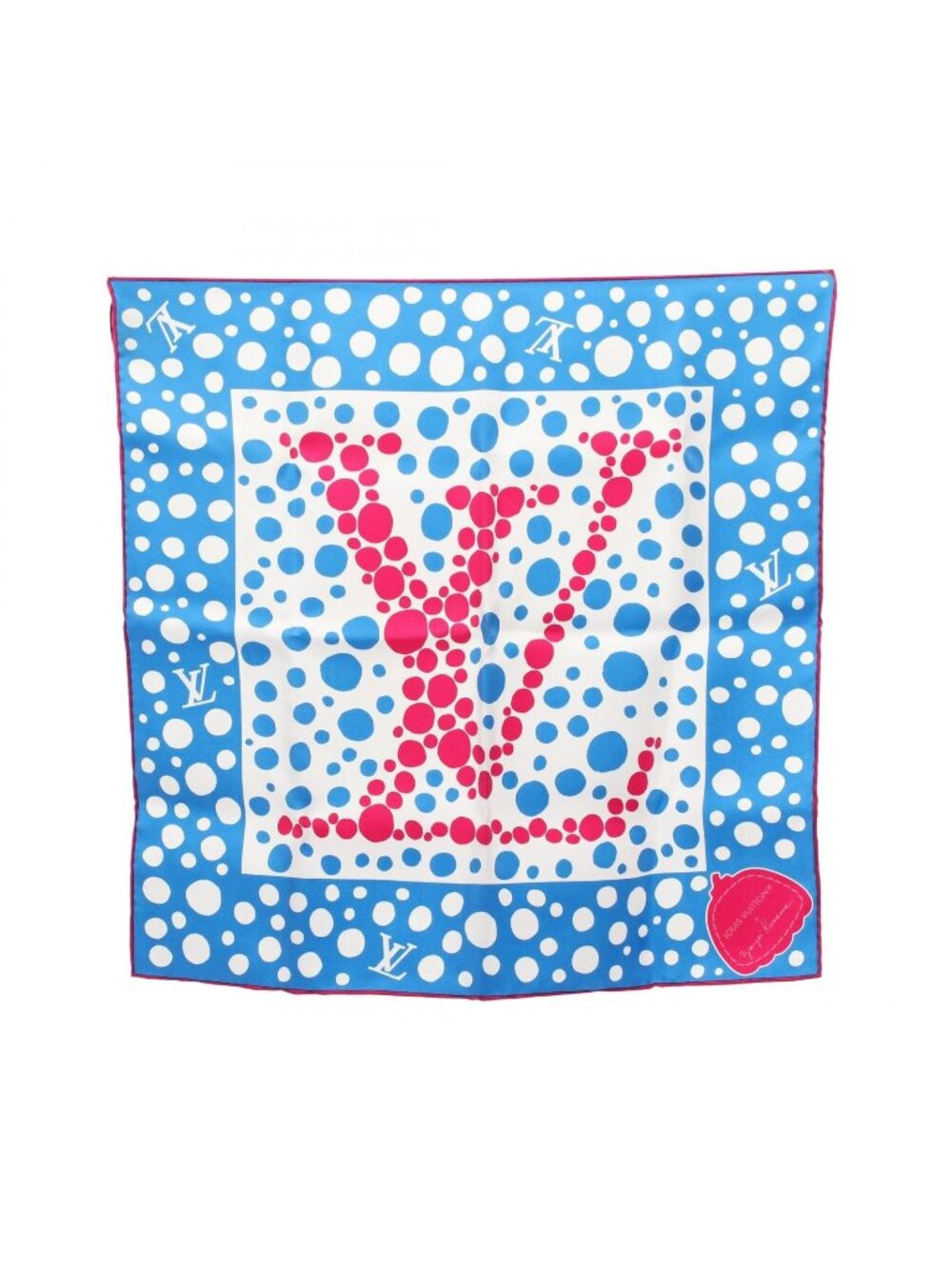 Louis Vuitton Scarf LV YK Carre 45 Infinity Dot Blue Silk YK